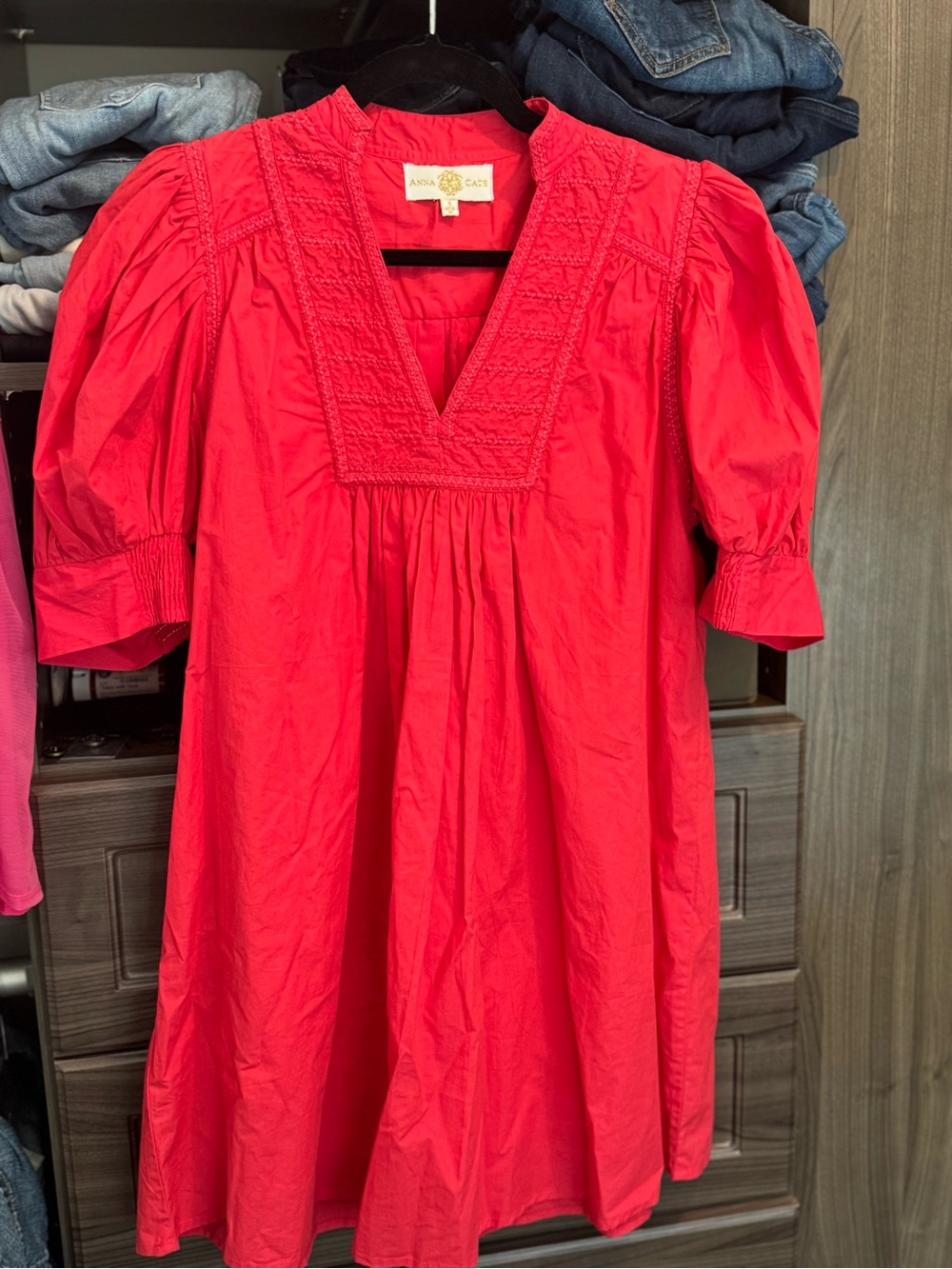 Anna Cate Pink Puff-Sleeve Mini Dress